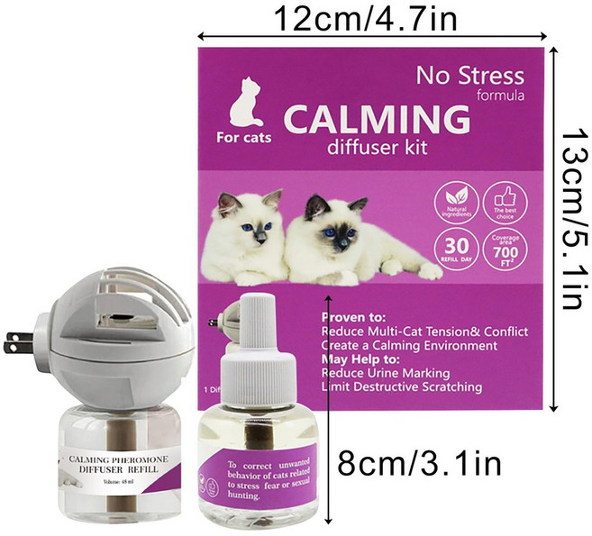 96ML 방지 전기 디퓨저 2 1 정서 진정제 스트레스 액체 고양이 진정 안정화 페로몬, white