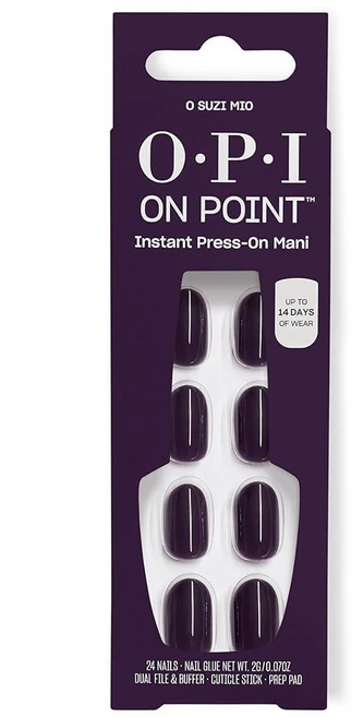 OPI On Point Kyoto Pearl | Short Round White Shimmer Satin Press On Nails | With Nail Glue | Long, O Suzi Mio | Dark Purple - 쿠팡