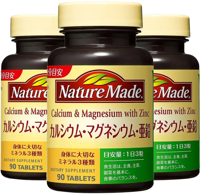 네이처메이드 칼슘 마그네슘 아연 타블렛, 3개, 90정 - 쿠팡