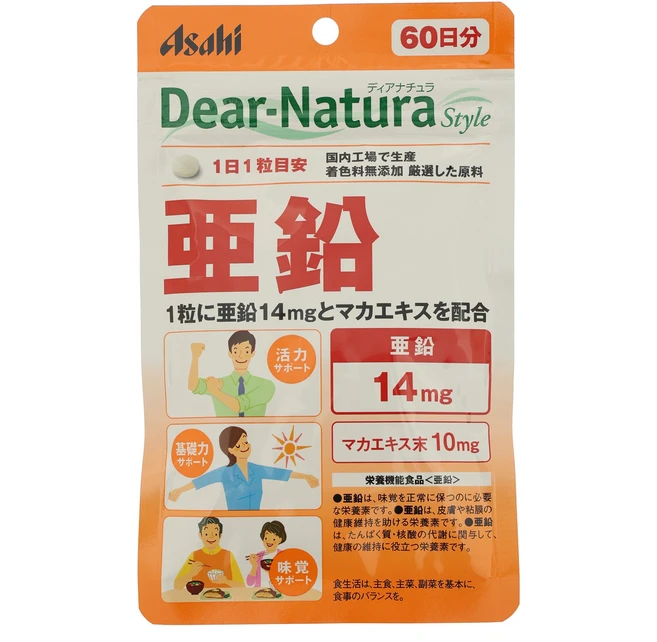 Asahi 디어 내츄라 아연 14mg 타블렛, 1개, 60정 - 쿠팡