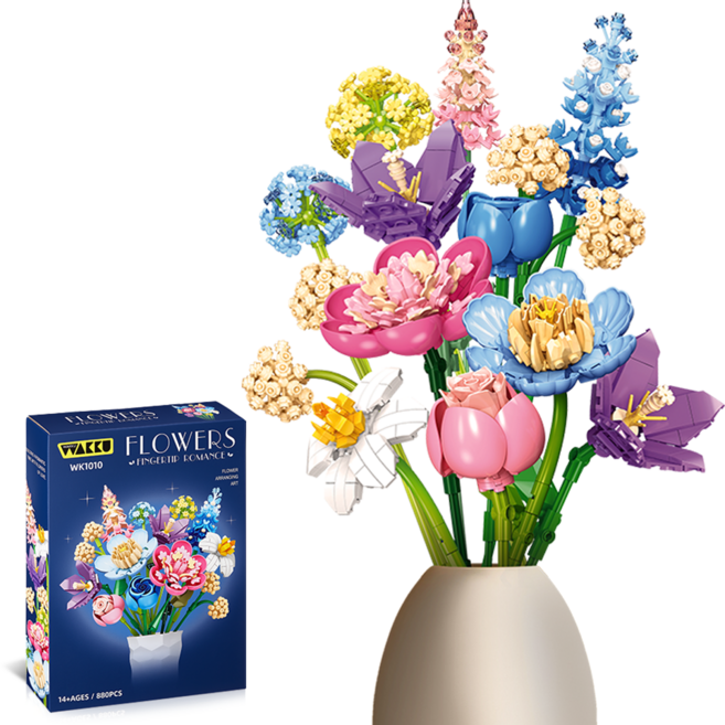 Wakku 보태니컬 꽃다발 블럭세트 레고호환블록 힐링선물 Pcs880, 1개