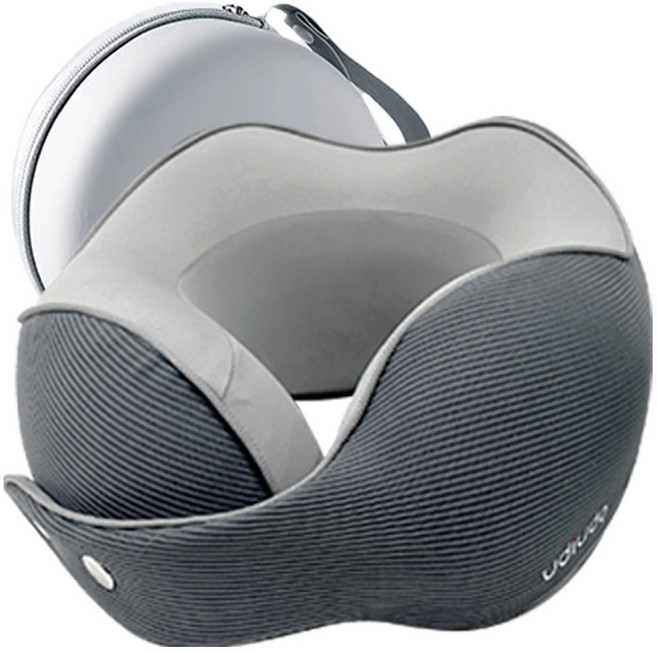 우디우디 여행용 기내용 메모리폼 목베개 쿠션 (EVA 마카롱 케이스), 그레이