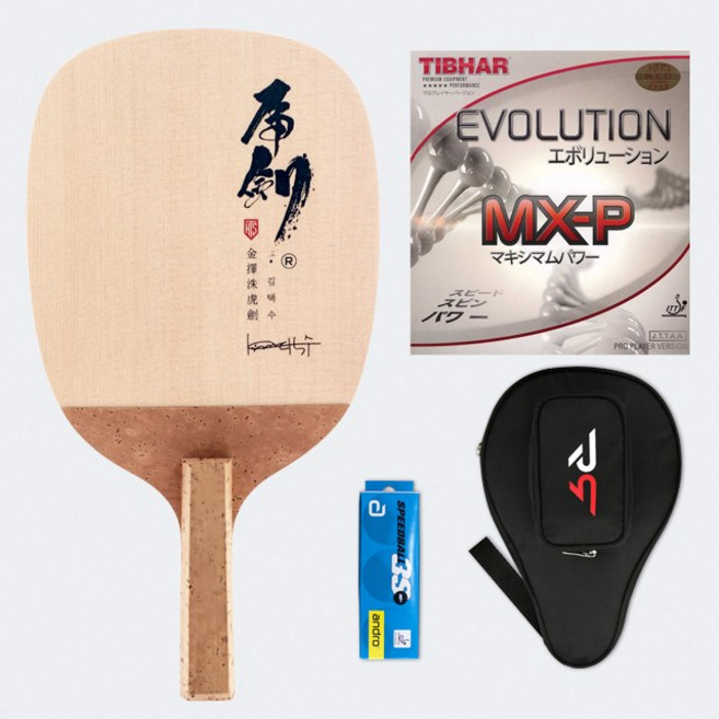 [베이직 세트] 티마운트 펜홀더 김택수 호검 레드 + 티바 MX-P (리스퍼트 케이스 안드로 3구), 1개, 호검 레드 + MX-P 빨강