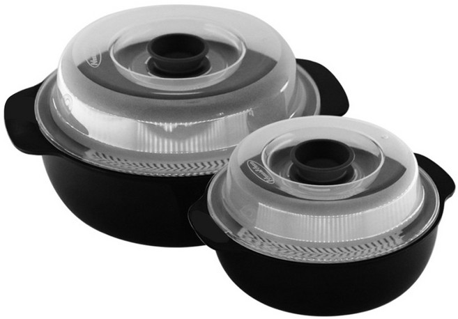 홈하우스 전자레인지 찜기 550ml+1200ml 세트, 블랙, 1세트