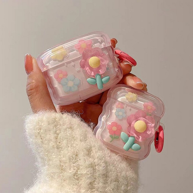 HS&D 핑크꽃 에어팟 케이스, 에어팟3세대, 1개