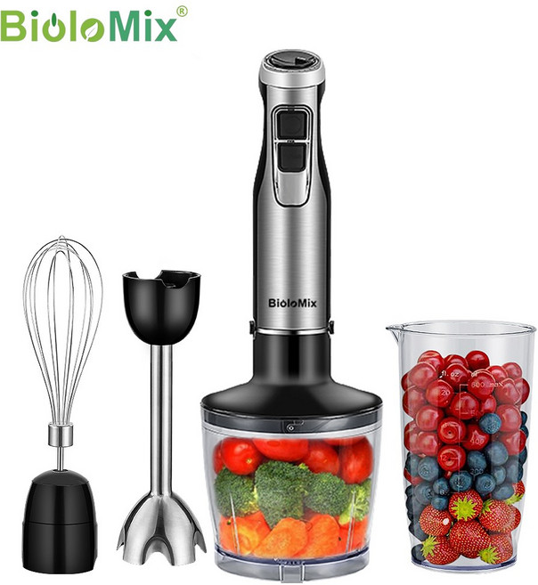 믹서기 4 in 1 고출력 1200W 침수 핸드 스틱 블렌더 믹서에는 쵸퍼 및 스무디 컵이 포함되어 있습니다., 1.4 1 - EU 플러그