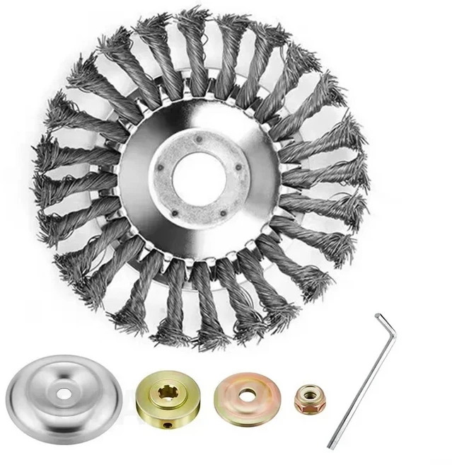 업그레이드 잡초 브러시 커터 헤드 잔디 예초기 범용 잔디 트리머 헤드 철사 휠 브러시 디스크 정원 트리머 헤드 6/8 인치, [01] 6 inch version, 1) 6 inch version