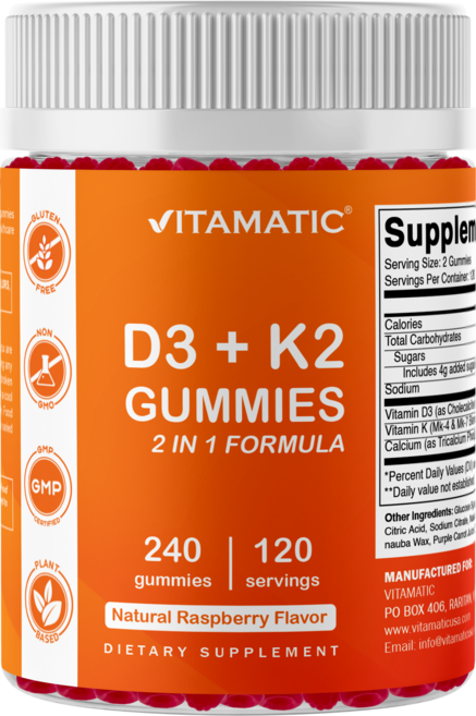 Vitamatic 비타민 D3 K2 칼슘 구미 - 240정, 1개, 240회분