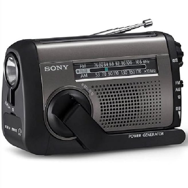 소니 휴대용 라디오 ICF-B300 : 수동 라디오 방재 라디오 FM AM LED 라이트 휴대 전화 충전 태양광 발전 수동 회전 충전 블랙 소