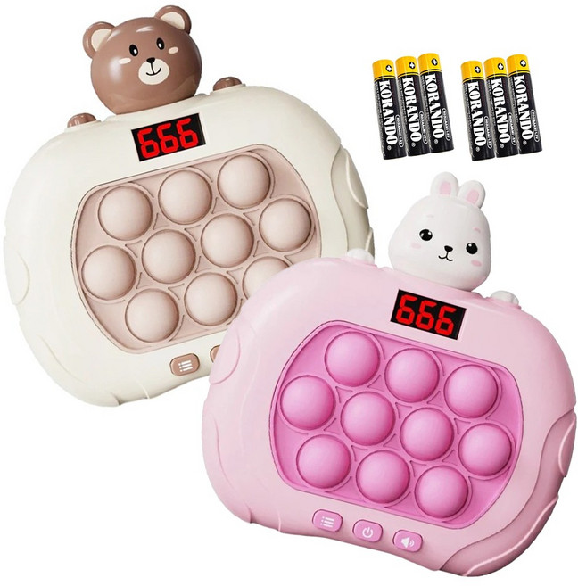 로앤제이 푸쉬팝게임기 KC인증 999레벨 6세대 전자팝잇 뽁뽁이 게임기 스피드킹, 중형/곰돌이+중형/토끼, 1개