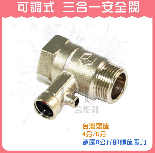 DIY合作社 三合一安全閥 逆止洩壓閥 台灣製造, 1個, 可調式 6分