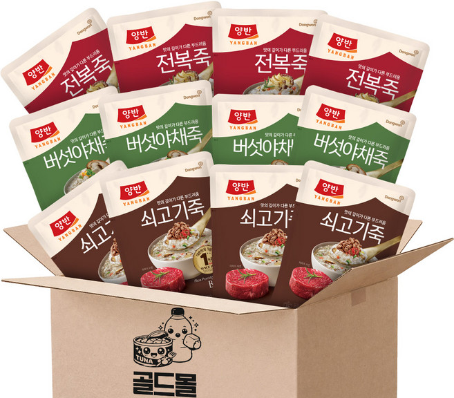 동원 양반 파우치죽 (전복4+쇠고기4+버섯야채4), 12개, 420g