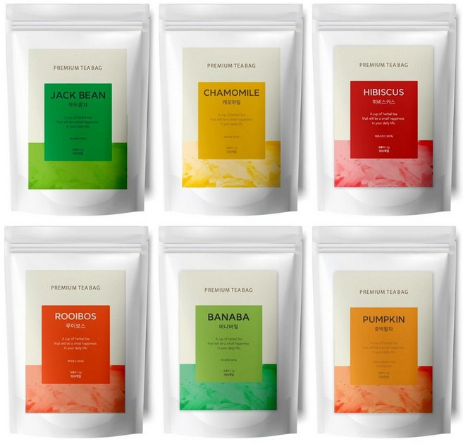 허브차 삼각티백 총100개입 히비스커스 캐모마일티 보스티 페퍼민트 호박팥차 작두콩차 외, 국내산 작두콩차 삼각티백 50T+50T, 1.2g, 1개