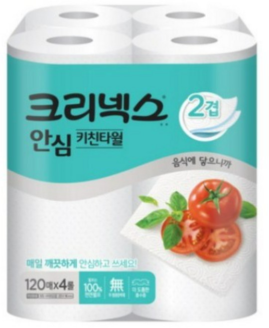 크리넥스 안심 키친타월 120매, 2롤, 8개