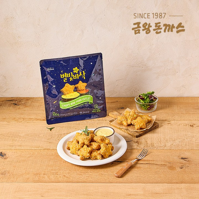 금왕 별빛바삭 미니돈까스 냉동 돈가스 아이간식 간편식 에어프라이어 돈까스300g 소스별도동봉, 300g, 3세트