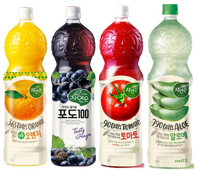 [마시자몰] 웅진 자연은 종합 주스 1.5L 4종 오렌지 + 포도 + 알로에 + 토마토