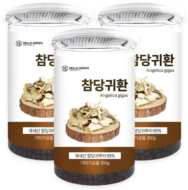 헬로우그린 국산 참당귀환(통) 당귀뿌리환, 3개, 350g