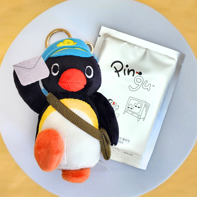 BSC 핑구 인형 우비 인더시티 귀여운펭귄 키홀더 가방고리 가꾸 열쇠고리 가방장식 자동차키링 굿즈, 1개, 핑구 우체부, 10cm