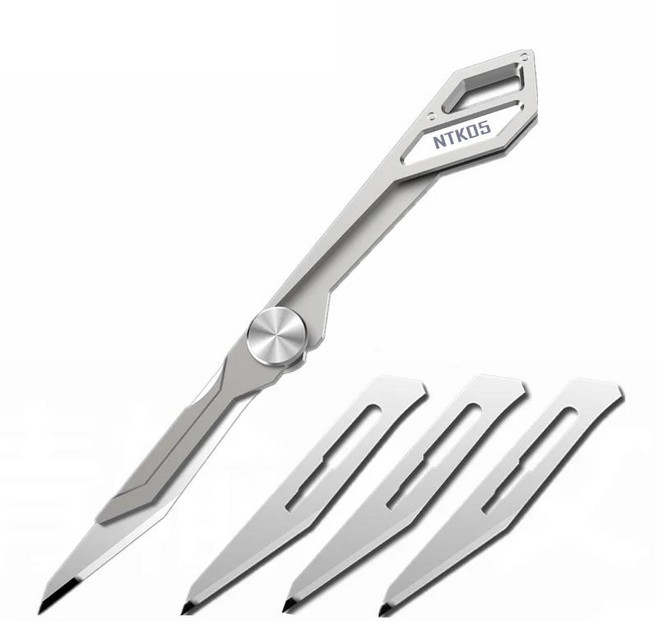 호환 NITECORE NTK05 초소형 티타늄 키체인 경량 다목적 접이식 야외 도구, 1개, 02 NTK05 Add 3 blade
