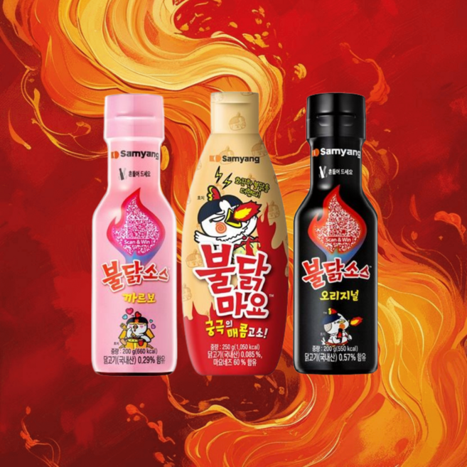 삼양 불닭소스 3종 모음 불닭+까르보+불닭마요, 1세트, 200g