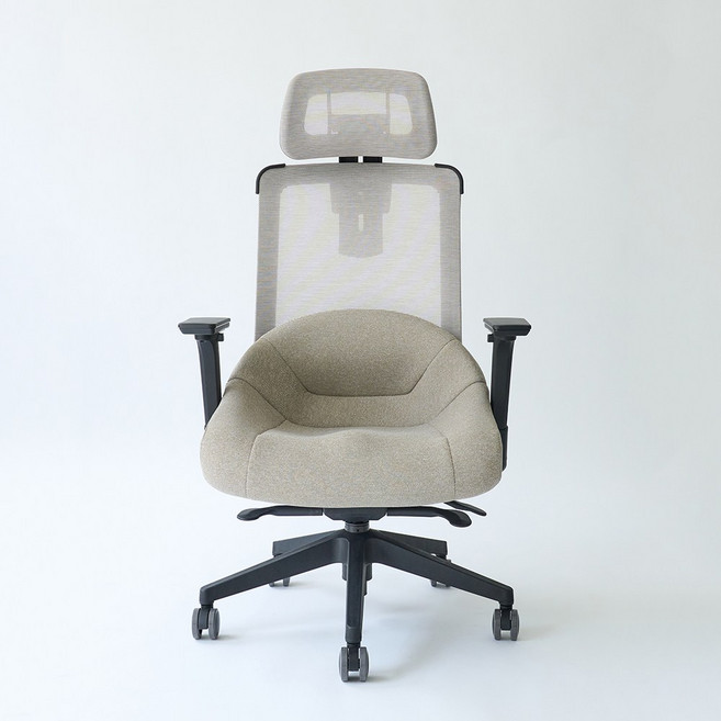 피치트렌디 힙체어 허리 편한 사무실 사무용 의자 푹신한 학생 컴퓨터 책상 의자, 블랙, 베이지, 스텐다드 등받이