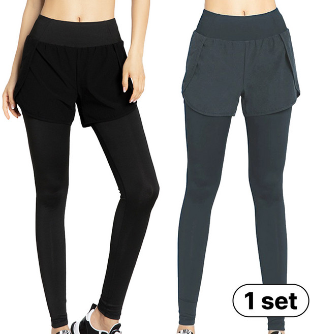 민트스쿨 팬츠 레이어드 포켓 레깅스 하이웨스트 바지 일체형 요가 필라테스 9부 반바지 레깅스