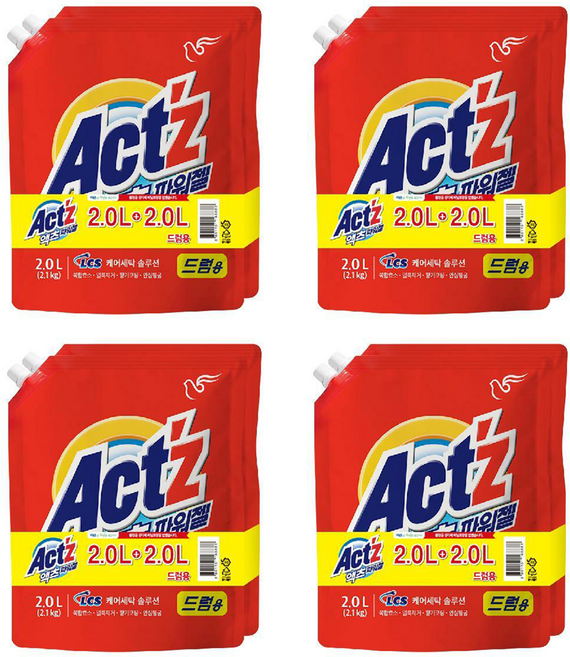 피죤 액츠 파워젤 드럼용 액상세제 리필, 2L, 8개