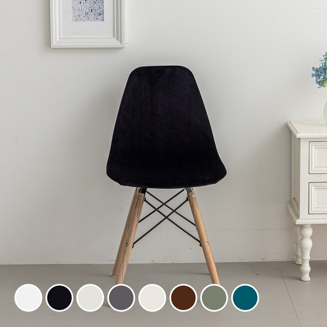 커버무드 고탄력 벨벳 에펠 의자 커버 2p, 1개, 블랙