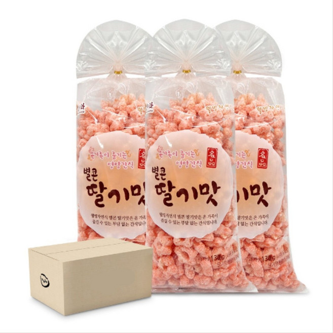추억의 옛날 과자 별콘 딸기맛 뻥튀기 130gx10봉 1박스 노래방 이린이 어르신 간식 안주, 1.3kg