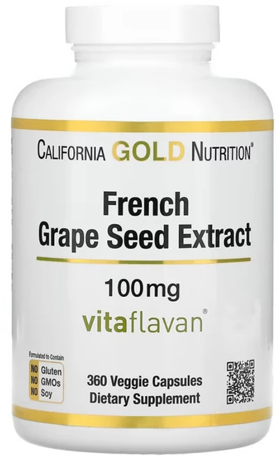 CGN캘리포니아골드 프랑스포도씨추출물 항산화폴리페놀 100mg 360개, 360정, 1개 - 쿠팡