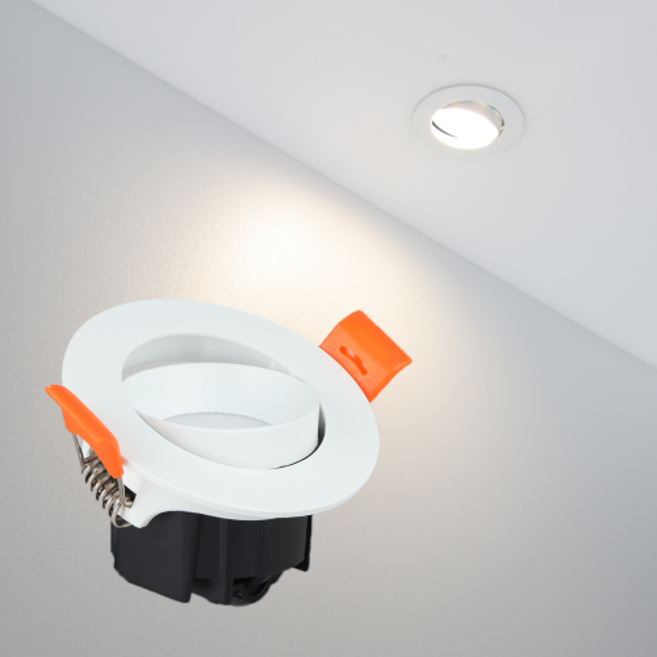 [재경조명] 더쎈 LED 에코 초이스 확산형 매립등 2인치 다운라이트 움푹 6W 전구 주백 주광 각도조절, 1개, 전구색