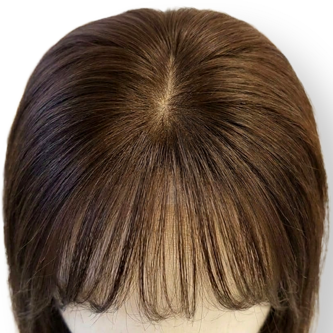 팍클리 리얼스킨 풍성한 인모 정수리 부분 가발, 1개, 앞머리 O + 모카브라운
