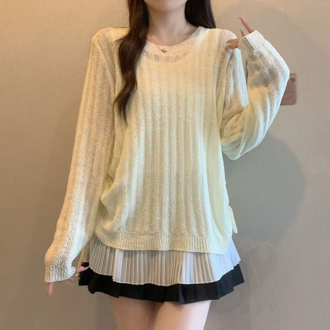 비아이와이 여성 봄 가을 데일리 민소매+니트 캐주얼 투피스 세트 D36