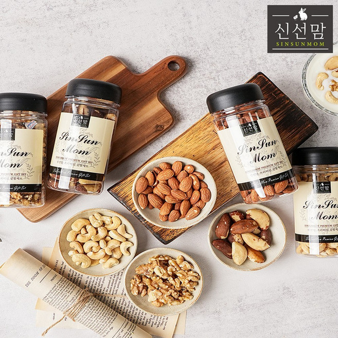 신선맘 최상급 선물세트 4종 브라질너트 캐슈넛 호두 아몬드 고급 견과류 세트 돌잔치, 1박스