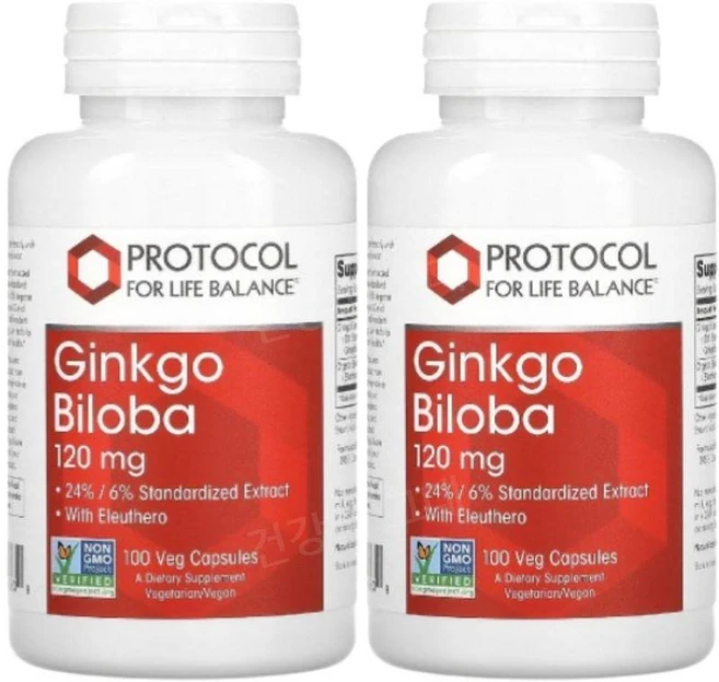 Protocol for Life Balance 징코 Biloba 120mg 100 베지캡슐, 2개, 100정 - 쿠팡
