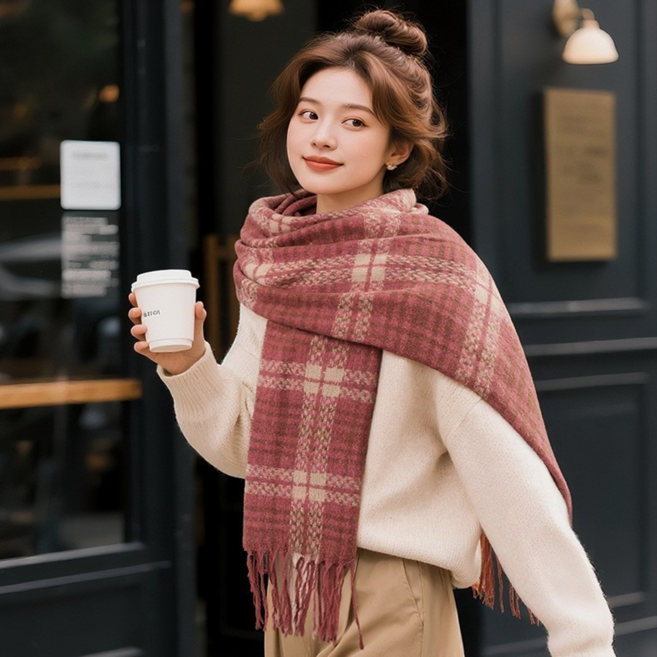 엘로웬 클래식 체크 머플러 목도리