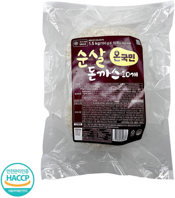 온국민 순살 돈까스 1.5kg (냉동), 1세트