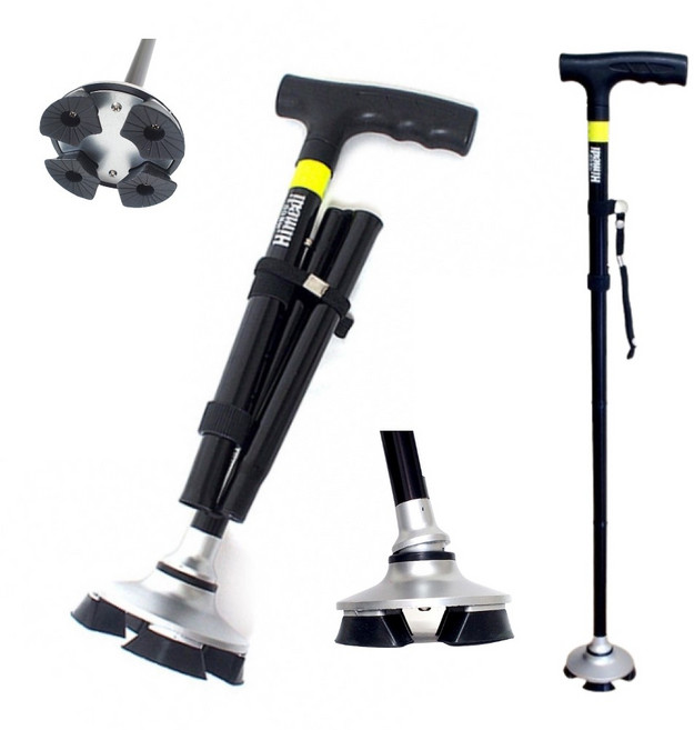 서있는 접이식 사발지팡이 의료용 네발 지팡이 노인 할머니 할아버지 어르신 선물, L   (H11001), L   (H11001), 1개