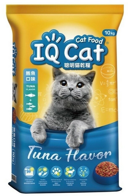 IQ Cat 聰明貓乾糧 貓主食 貓飼料, 1個, 鮪魚口味,10公斤, 10kg, 鮪魚