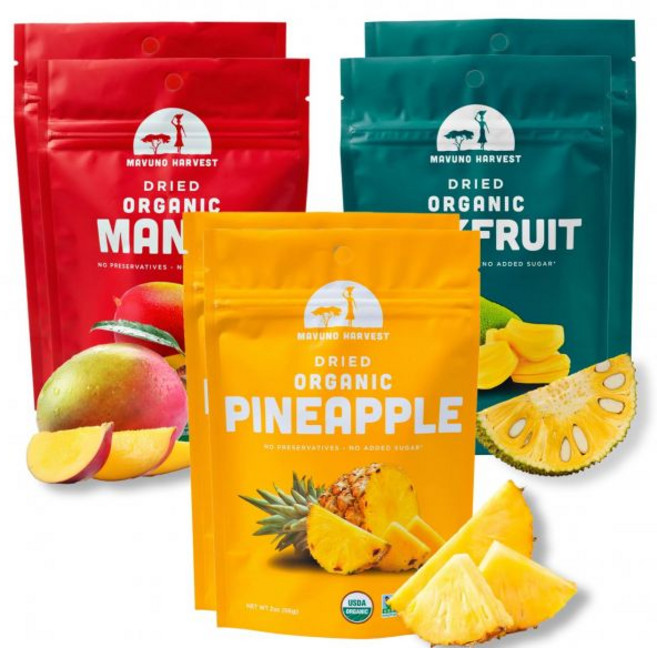Mavuno Harvest 말린 과일 건조 건과일 마부노 하베스트 열대 믹스 스낵 무가당 혼합 글루텐 프리 건강 간식 와 성인용 무설탕 비건 비 GMO 1파운드 재밀봉 가능 가, 망고/파인애플/잭프루트, 2온스 (6개 묶음)