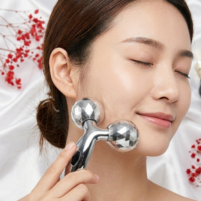 리프팅 괄사 롤러 얼굴 마사지 페이스, 1개, 실버