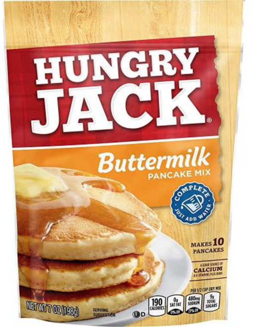 Hungry Jack 컴플리트 버터밀크 팬케이크 및 와플 믹스 1984g 74온스 12팩, 198g