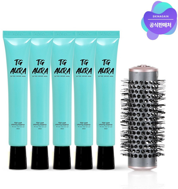 [공식판매처] 스킨어게인 타투그리모+아우라 헤어롤 패키지 (전용구성) 두피 정수리 가르마커버 염색효과 물들임 SA-TA01GHL01, 흑갈색+헤어롤 패키지, 5개