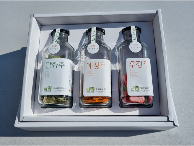 댬양 담금주 선물세트 6호 담향주(대나무주) +애정주(감귤주)+우정주(딸기주) 담그기 담금주키트 1병 500ml 5종, 행복주(국화주), 1개