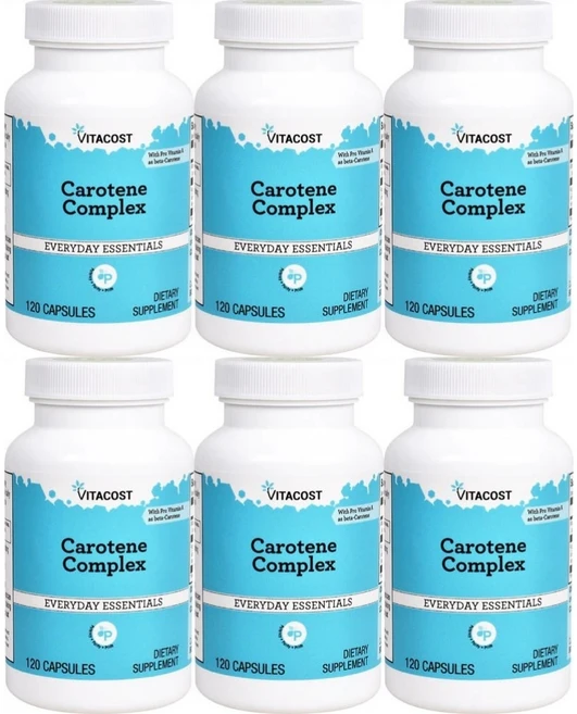 비타코스트 카로틴 콤플렉스 6mg 비타민 A 3000mcg, 6팩, 120정 - 쿠팡