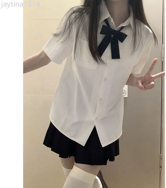 日系JK制服襯衫短袖套裝 學院風百褶裙班服
