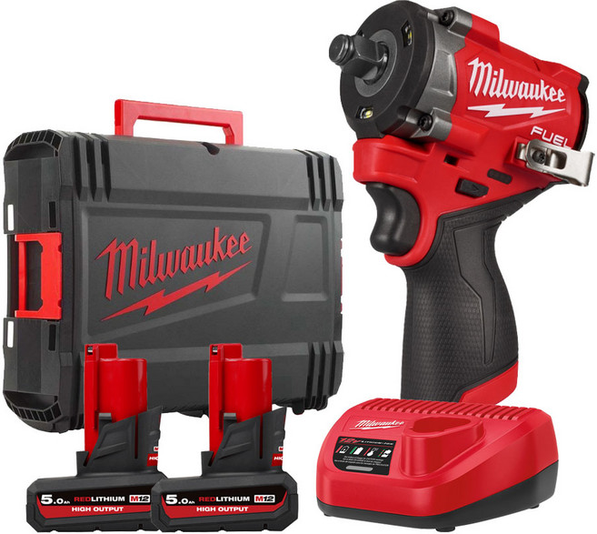 밀워키 M12 FIW2F12-502X 충전 12V FUEL 임팩트 렌치III 1/2 고성능 5.0Ah 2개 세트
