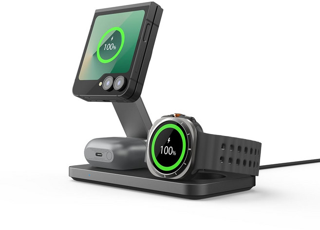 파우트 3in1 맥세이프 무선충전기 갤럭시워치7 갤럭시 폴드 z플립 호환 HANDS7(S), 1개, 블랙