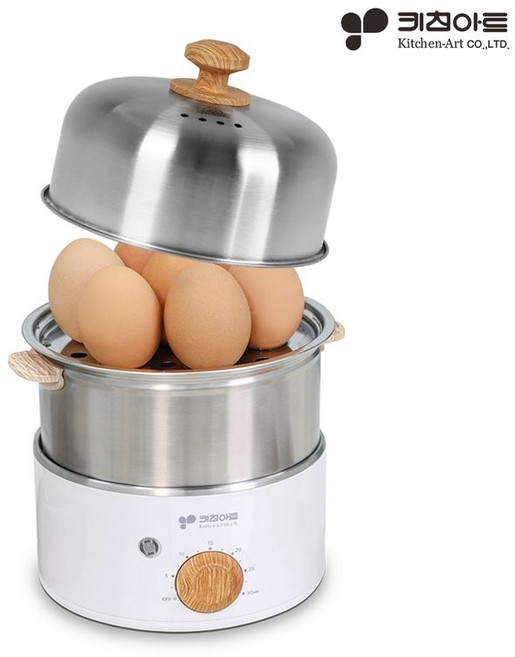 키친아트 304올스텐 2단 계란찜기 타이머 에그쿠커, KA-7014S2