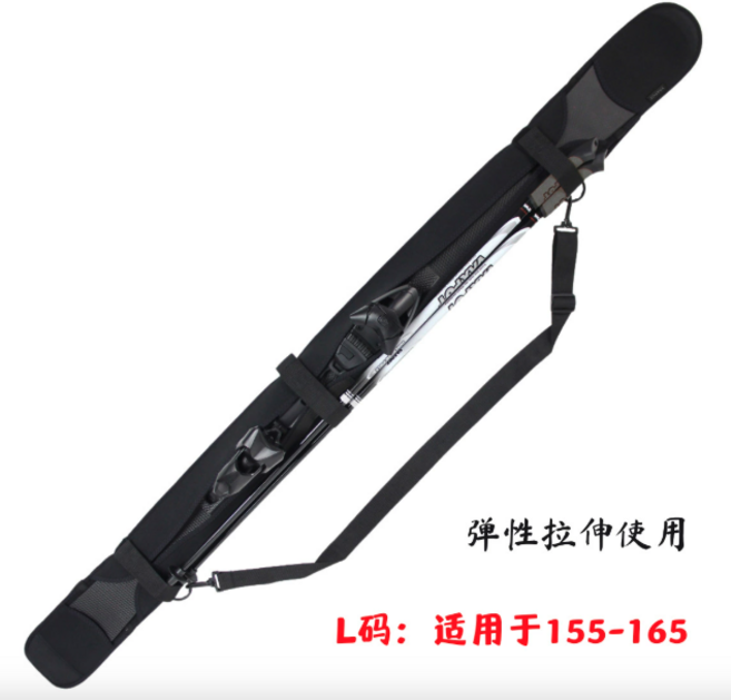 滑雪杖收納袋 彈性伸縮 可調節肩帶 耐磨材質 輕巧便攜, 1套, 黑色L